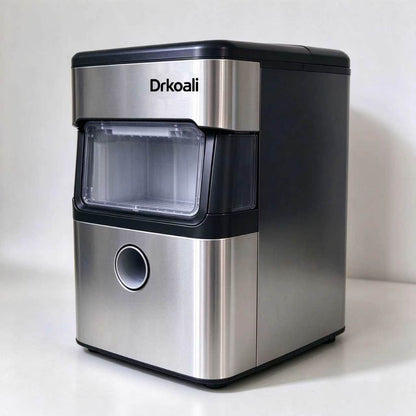 Drkoali Countertop Ice Maker Machine, Fast Ice Making Portable Stainless Steel Ice Machine, Compact Ice Maker for Home Kitchen Office Bar Party Camping
