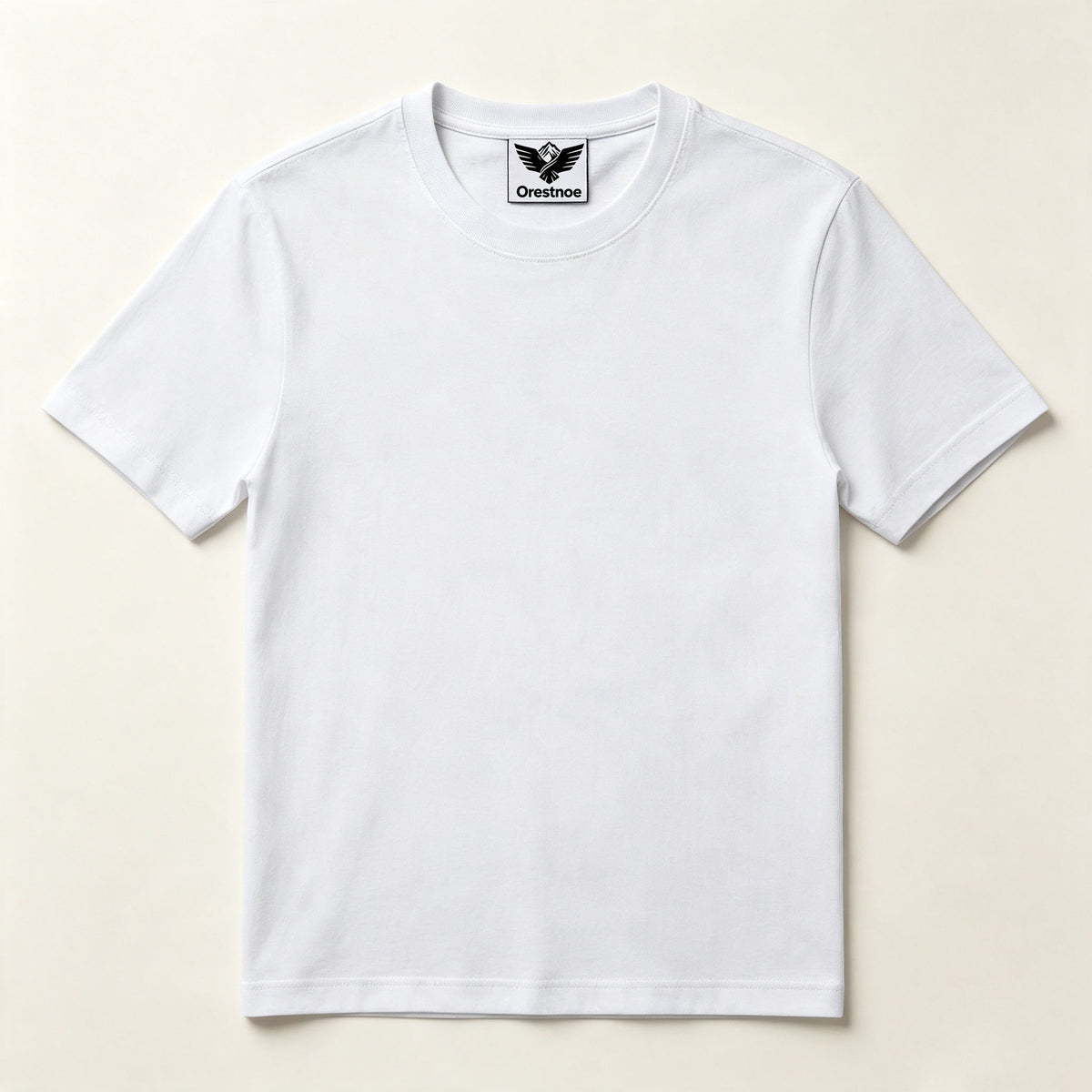 Orestnoe Unisex Classic Crew Neck Short‑Sleeve T‑Shirt, Soft Cotton Casual Plain White Everyday Tee