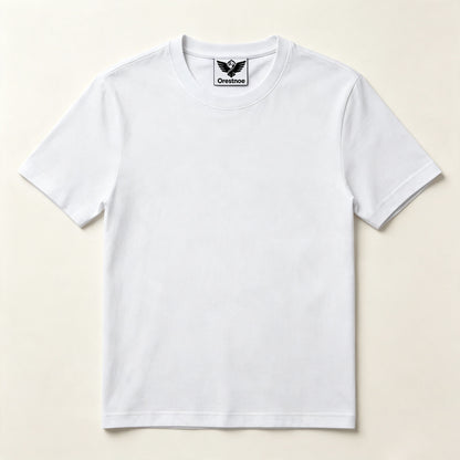 Orestnoe Unisex Classic Crew Neck Short‑Sleeve T‑Shirt, Soft Cotton Casual Plain White Everyday Tee