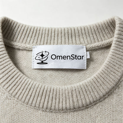 OmenStar Crew Neck Knit Sweater, Relaxed‑Fit Long Sleeve Pullover, Soft Warm Casual Knitted Jumper for Unisex