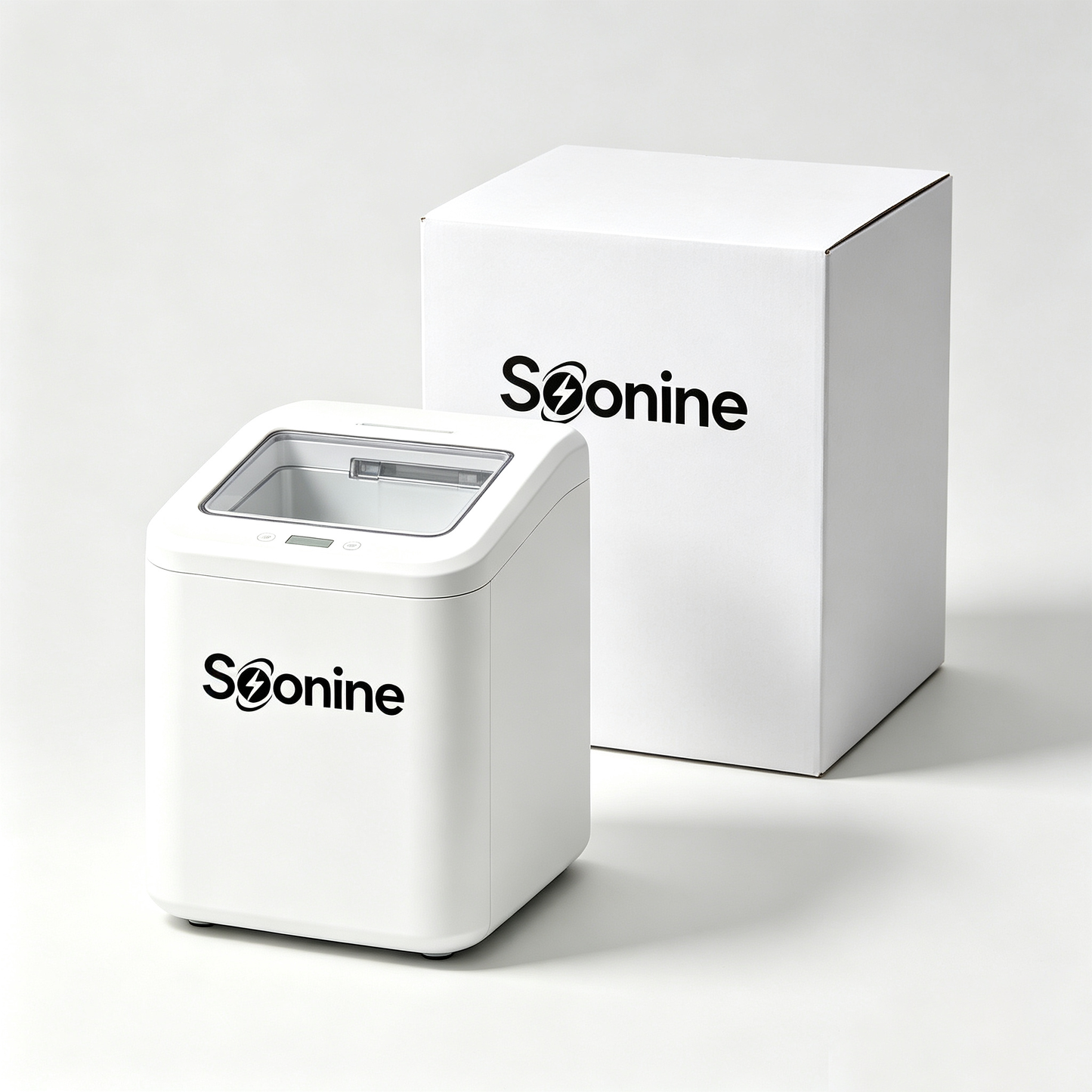 Soonine Portable Countertop Ice Maker Machine, Car & Home Dual Use Self-Cleaning Ice Machine, Compact Fast Ice Making Portable Ice Cube Maker with Transparent Lid for RV Camping Kitchen Travel