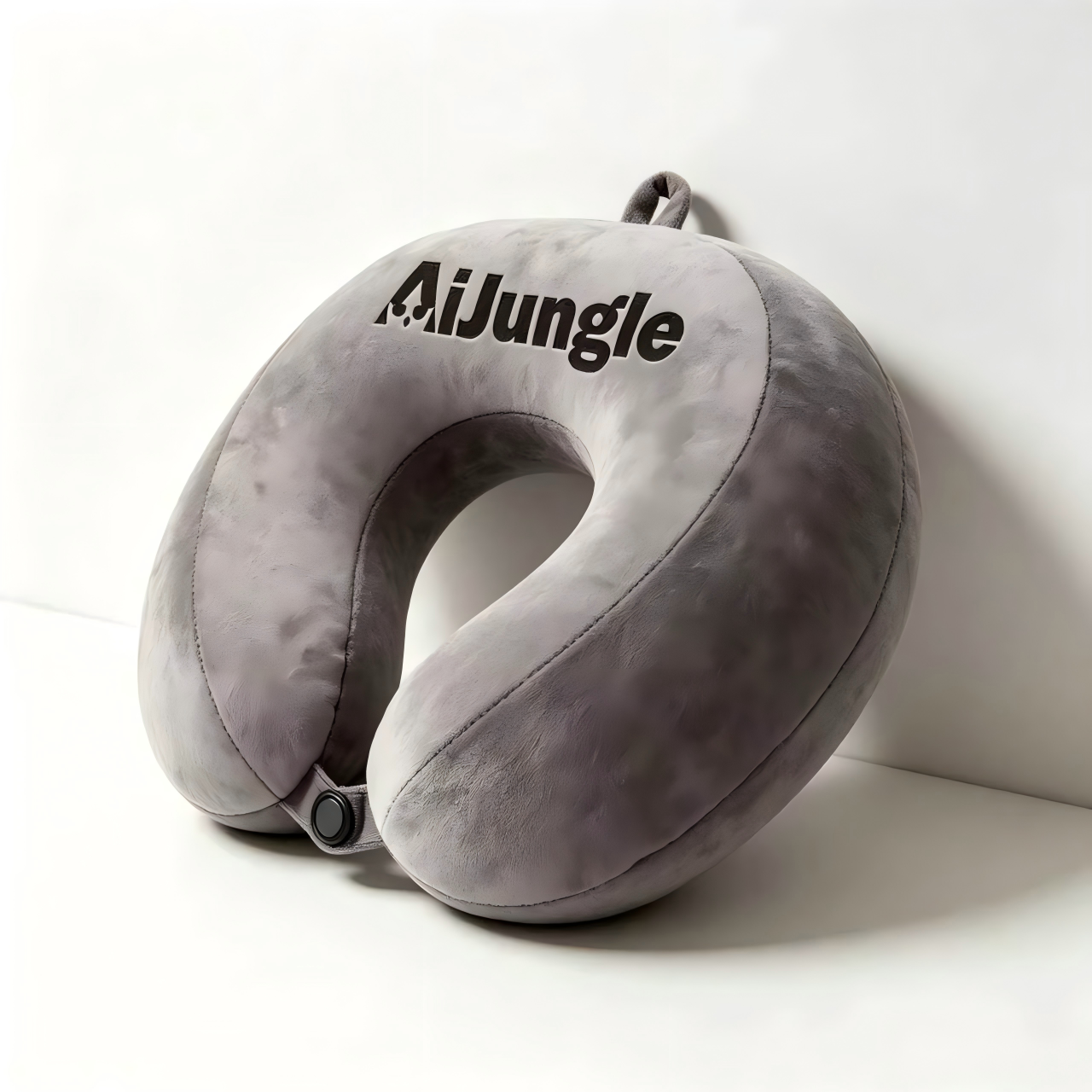 AiJungle Memory Foam Travel Neck Pillow, Soft Plush U-Shaped Pillow for Airplane, Car, Office Napping, Gray