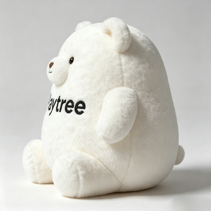 Playtree Plush Bear Stuffed Animal, Soft Chubby White Bear Plush Toy, Cute Cuddly Plushie for Kids Adults, Gift‑Ready Display Box Packaging for Birthday Holiday