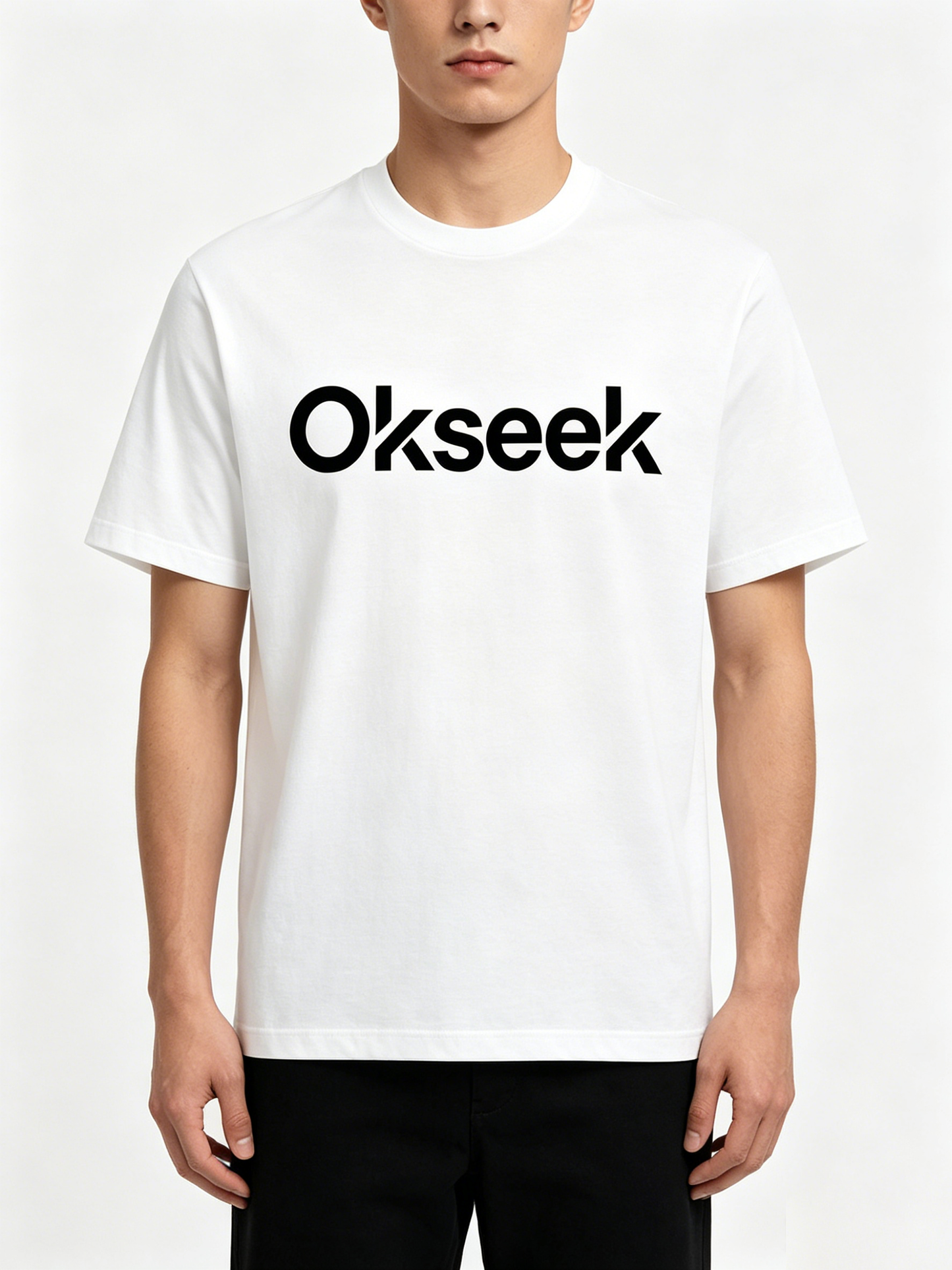 Okseek Men's Classic Crew Neck Short Sleeve T-Shirt, 100% Cotton Casual Basic Tee, Loose Fit Everyday Top for Summer
