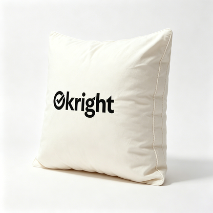 Okright Square Decorative Throw Pillow, Soft Plush Filled Accent Cushion, Washable Solid Cream Sofa Pillow for Couch Bedroom Living Room Home Decor