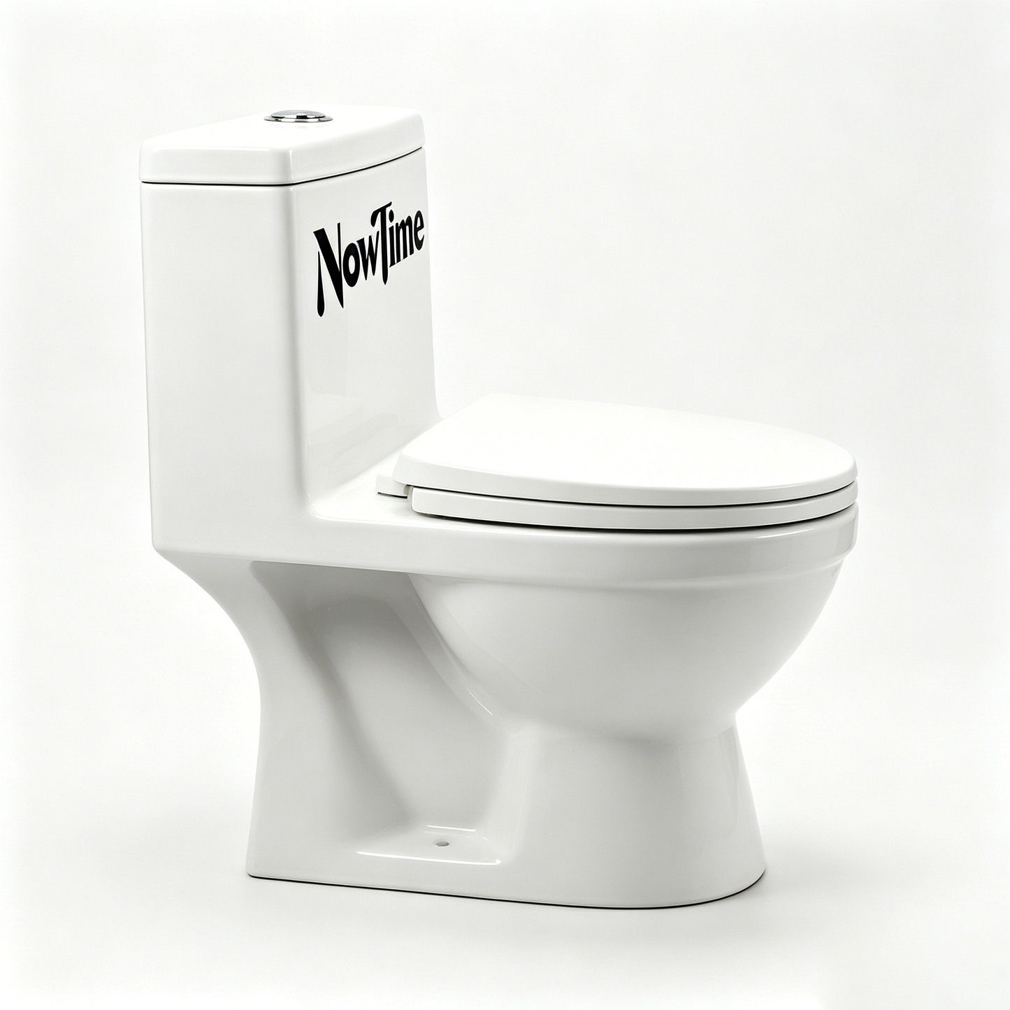 NowTime One-Piece Ceramic Toilet, Dual-Flush High Efficiency Toilet with Soft-Close Seat, Comfort Height, Elongated Bowl, Modern White Design for Bathroom, Easy Clean, Space-Saving