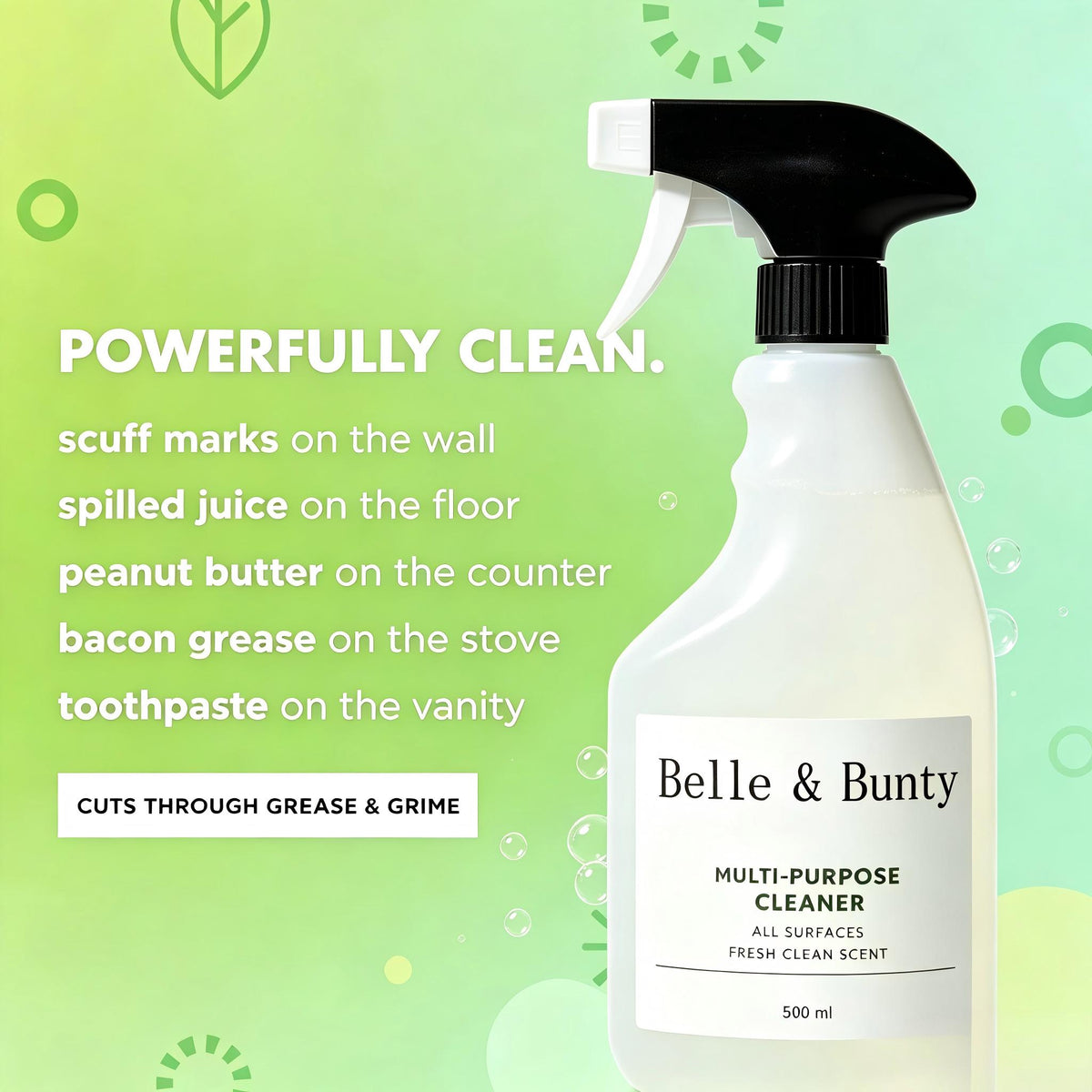 Belle & Bunty Multi Purpose Cleaner Spray, Fresh Clean Scent, 500ml All Surface Household Cleaning Spray, Multi Surface Cleaner for Kitchen, Countertops, Floors, Walls & Bathroom