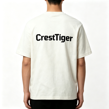 CrestTiger Crew Neck Short Sleeve T-Shirt, Premium Soft Cotton Loose Fit Basic Everyday Tee, Minimal Bold Letter Graphic Casual Top