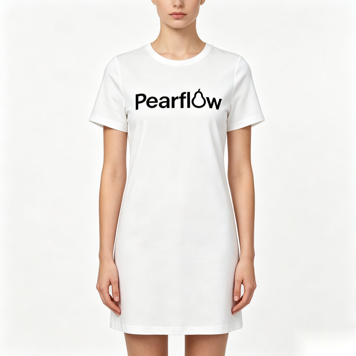 Pearflow Women's Short Sleeve Dress, Crew Neck Soft Stretchy Casual Tee Dress, Loose Fit Basic Short Dress for Daily Lounge Summer Wear