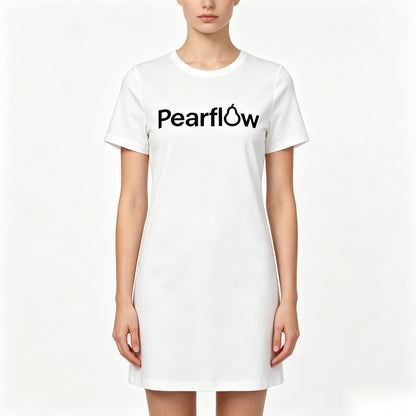 Pearflow Women's Short Sleeve Dress, Crew Neck Soft Stretchy Casual Tee Dress, Loose Fit Basic Short Dress for Daily Lounge Summer Wear
