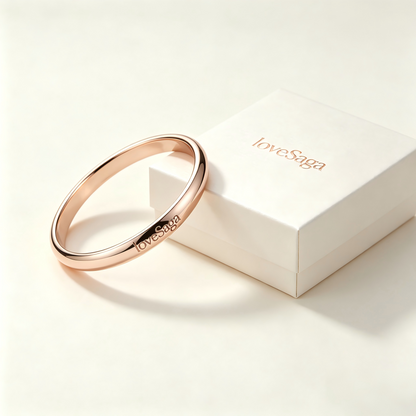 loveSaga Rose Gold Polished Solid Bangle Bracelet for Women, Minimalist Smooth Round Cuff, Anti-Tarnish Stackable Daily Jewelry Bracelet, Elegant Gift Bangle for Anniversary Birthday Wedding Bridesmaid