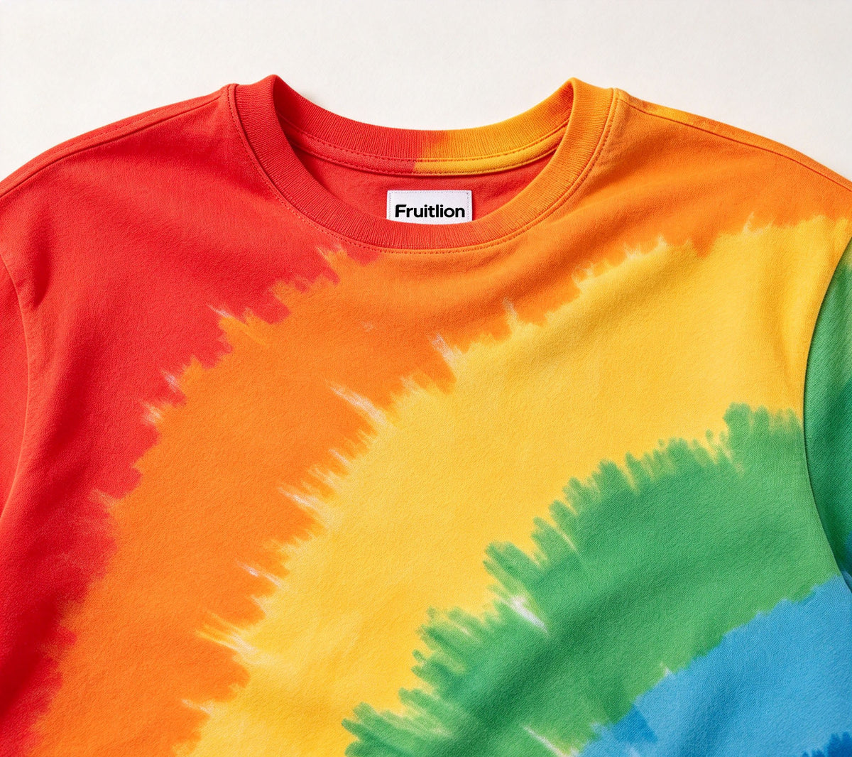 Fruitlion Rainbow Tie-Dye Short Sleeve T-Shirt, Crew Neck Unisex Casual Summer Tee