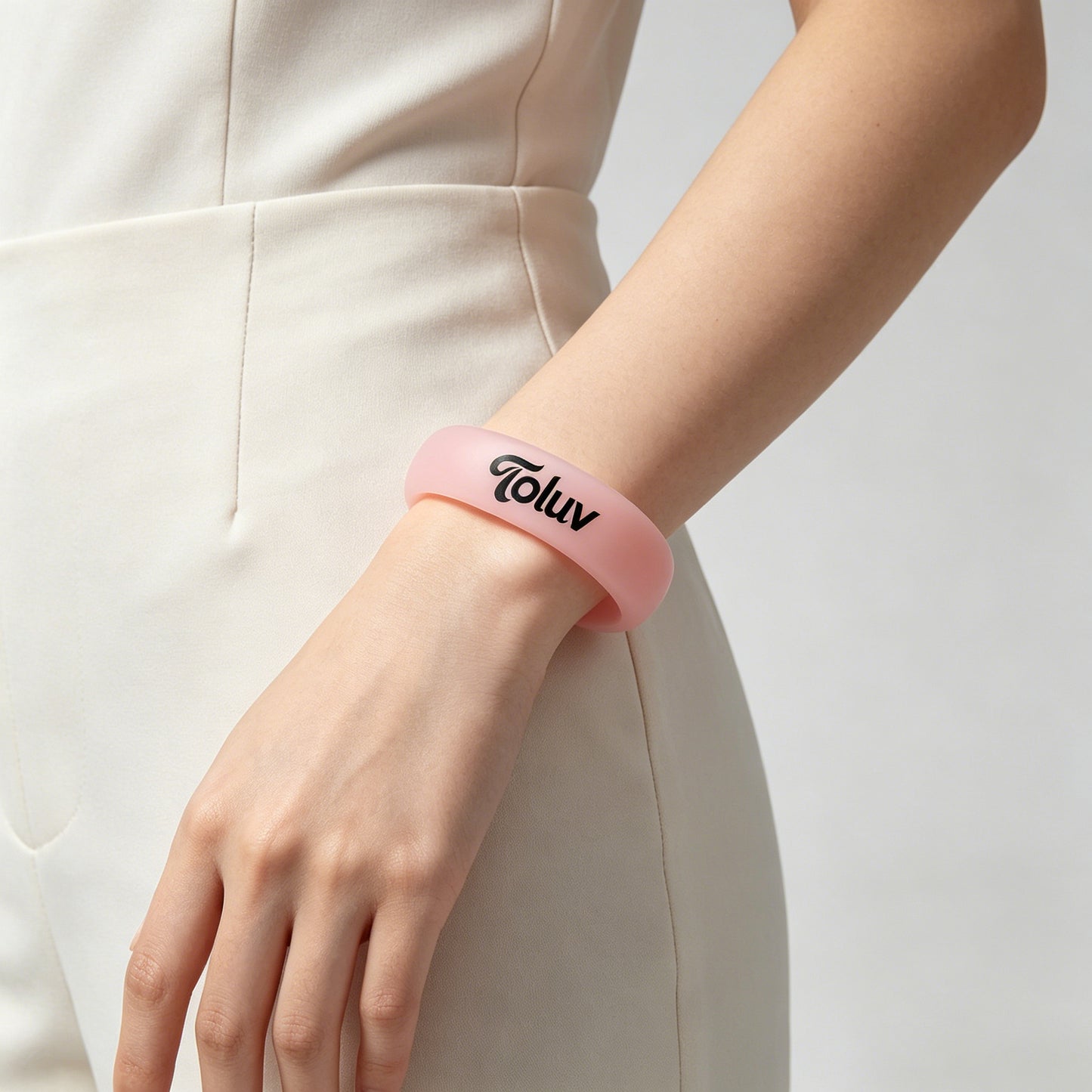 Toluv Pastel Pink Silicone Bracelet, Soft Matte Rubber Wristband, Waterproof Comfort Minimalist Bracelets for Sports Daily Casual Jewelry Gift for Women Teen Girls