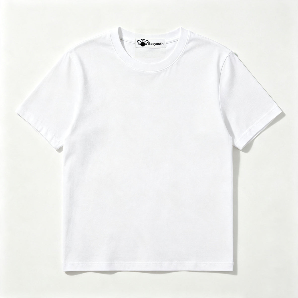 Beeyouth Crew Neck Plain White T‑Shirt, Soft Breathable Short Sleeve Casual Tee Shirt