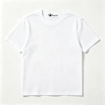 Beeyouth Crew Neck Plain White T‑Shirt, Soft Breathable Short Sleeve Casual Tee Shirt