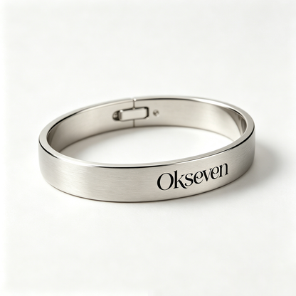 Okseven Minimalist Silver Bangle Bracelet for Women, Adjustable Open Cuff Stainless Steel Bracelet, Hypoallergenic Daily Wear Jewelry Gift for Her
