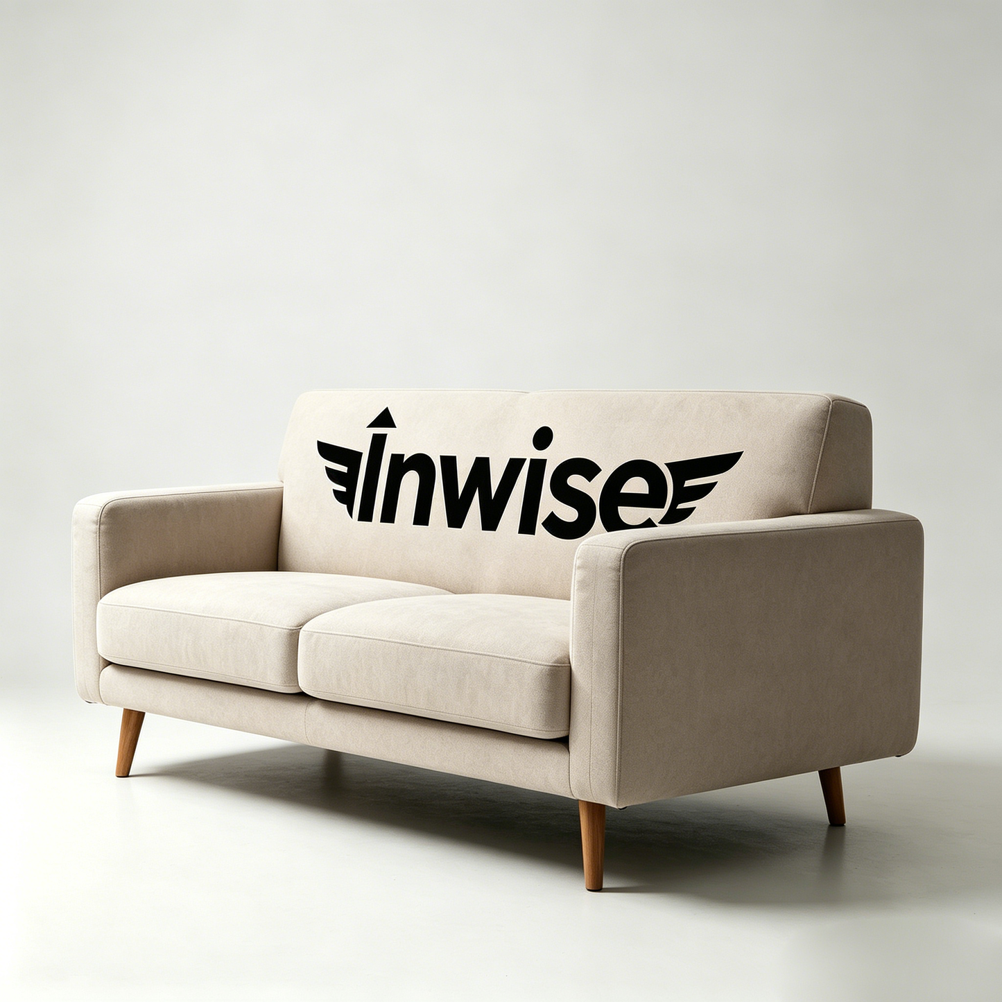 Inwise Modern 2-Seater Fabric Loveseat Sofa, Soft Upholstered Small Couch with Solid Wood Legs, Compact Minimalist Loveseat for Apartment Living Room Office