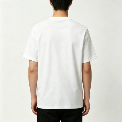 Writecolor Men's Classic Crew Neck Cotton Graphic T-Shirt, Minimal Elegant Letter Short Sleeve Tee, Soft Breathable White Basic Casual Top