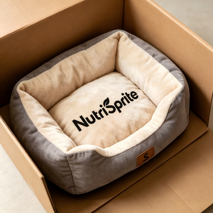 NutriSprite oft Plush Pet Bed for Small Dogs & Cats, Cozy Calming Dog Cushion, Washable Non-Slip Pet Bed, Grey