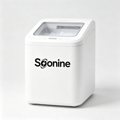 Soonine Portable Countertop Ice Maker Machine, Car & Home Dual Use Self-Cleaning Ice Machine, Compact Fast Ice Making Portable Ice Cube Maker with Transparent Lid for RV Camping Kitchen Travel