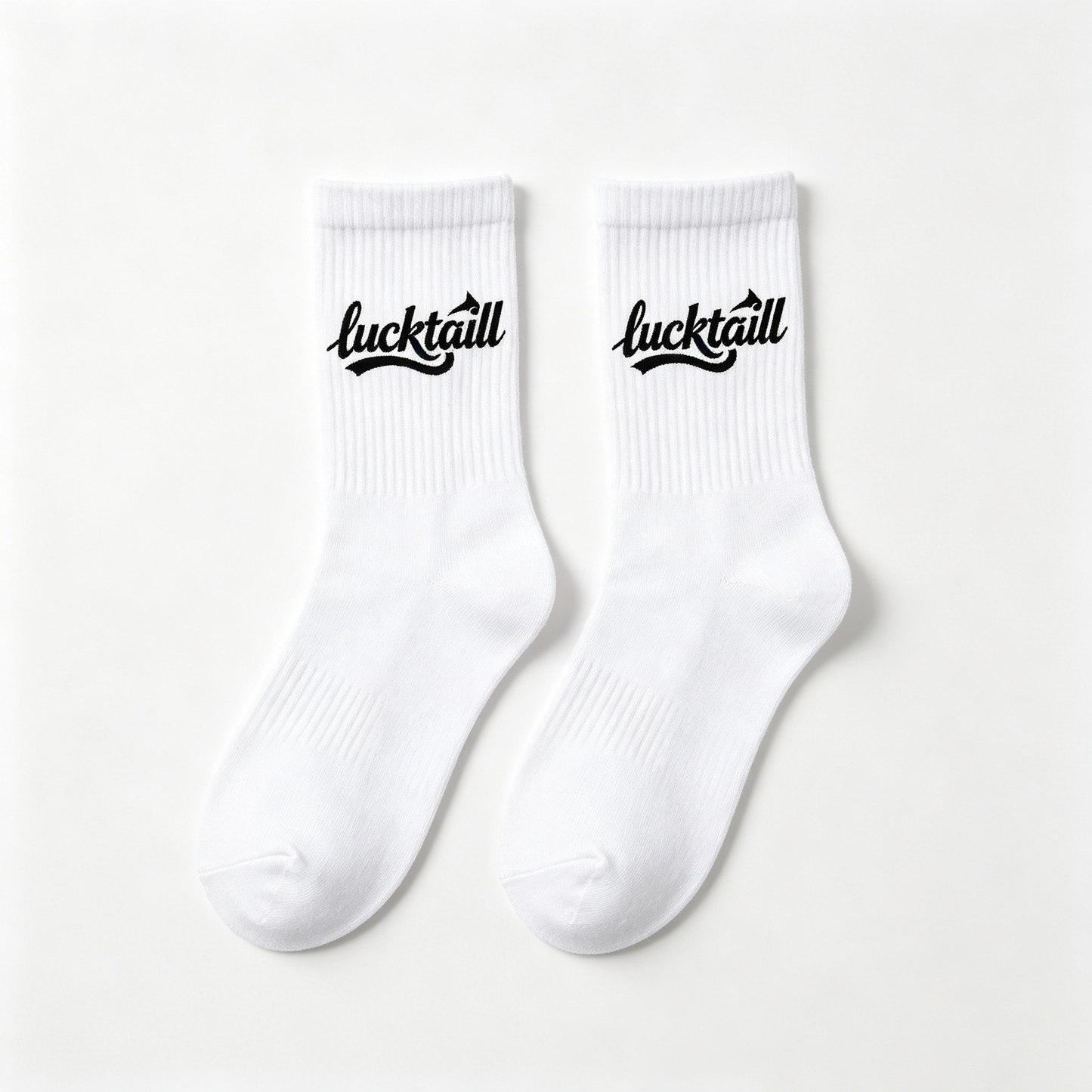 lucktaill Men Women Ribbed Crew Cotton Socks, Soft Breathable Mid Calf Casual Socks, Vintage Script Letter Athletic Daily Socks, Gift Box Pack