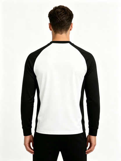Bigrisk Men's Raglan Long Sleeve T-Shirt, Color Block Crew Neck Casual Tee, Breathable Athletic Workout Tops for Daily Wear