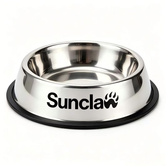 Sunclaw Stainless Steel Pet Dog Bowl, Non-Slip Melamine Base Pet Feeding Bowl, Removable Metal Food Water Bowl for Small Medium Large Dogs Cats, Anti-Spill Pet Feeder Dish
