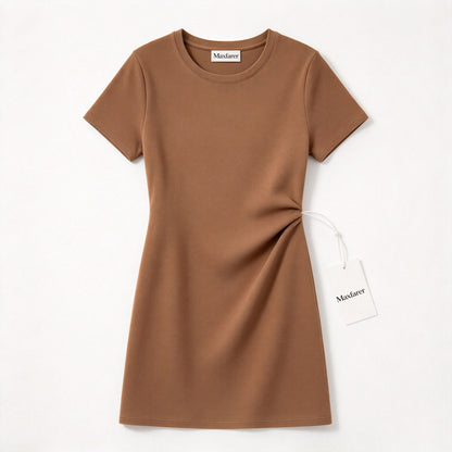 Maxfarer Women Short Sleeve Crew Neck Mini Dress, Casual Slim Fit Bodycon Short Dress for Daily Party Wear