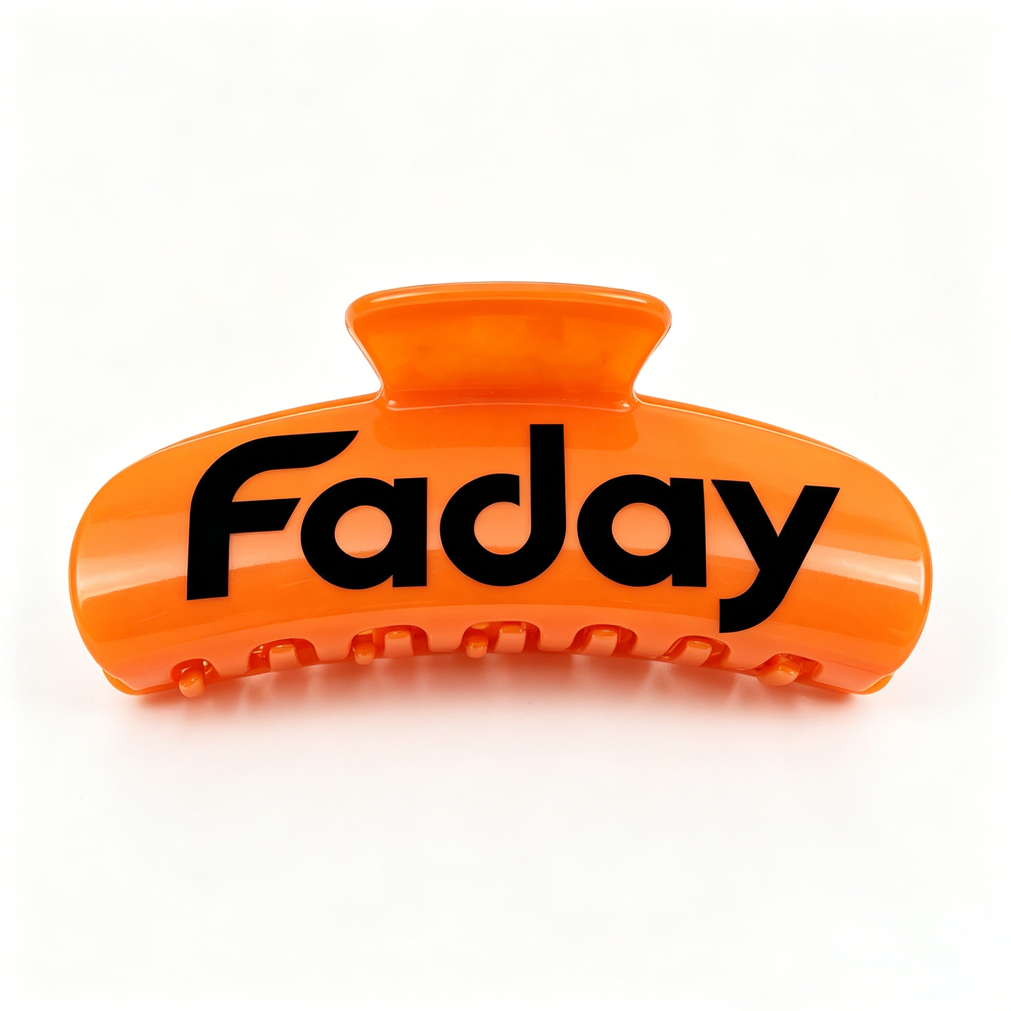 Faday Large Curved Hair Claw Clip, Glossy Bright Orange Acrylic Hair Barrettes, Strong Spring Jaw Hair Clips for Thick Long Hair Women Daily Styling