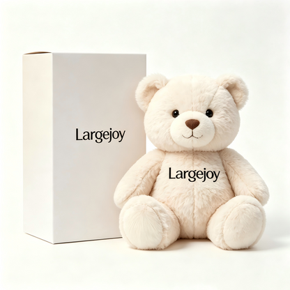 Largejoy Cream White Sitting Teddy Bear Stuffed Animal Plush Toy, Ultra Soft Fluffy Huggable Bear Plushie, Gift Box Pack Comfort Plush for Baby Shower Birthday Valentine Home Decor