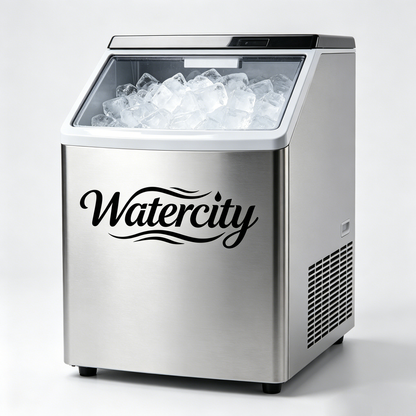 Watercity Ice Maker Machine, 24H Stainless Steel Countertop Ice Machine, 24pcs/12Mins Quick Ice Making, Auto Clean, Portable Ice Maker with Scoop & Basket for Home, Bar, Restaurant, Office