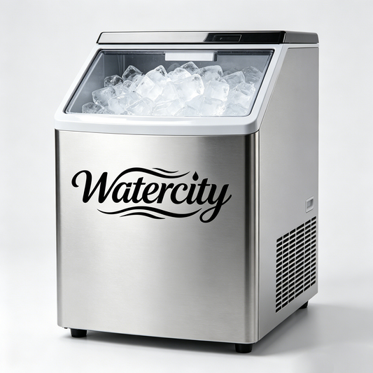Watercity Ice Maker Machine, 24H Stainless Steel Countertop Ice Machine, 24pcs/12Mins Quick Ice Making, Auto Clean, Portable Ice Maker with Scoop & Basket for Home, Bar, Restaurant, Office