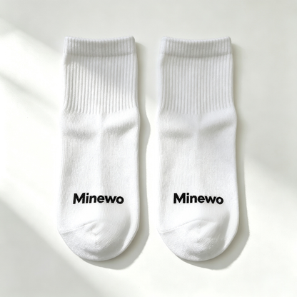 Minewo Crew Length Socks, Soft Breathable Cotton Mid-Calf Socks, Unisex Casual Daily Athletic Socks with Gift Box