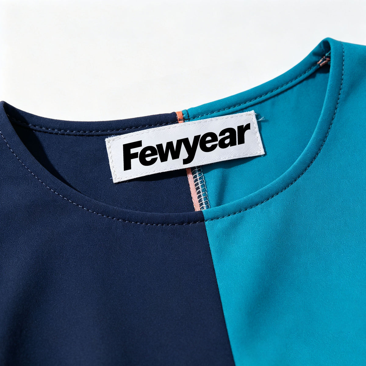 Fewyear Color Block Short Sleeve A Line Dress, Crew Neck Flare Mini Dress, Casual Summer Dress for Women