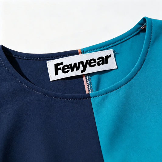 Fewyear Color Block Short Sleeve A Line Dress, Crew Neck Flare Mini Dress, Casual Summer Dress for Women