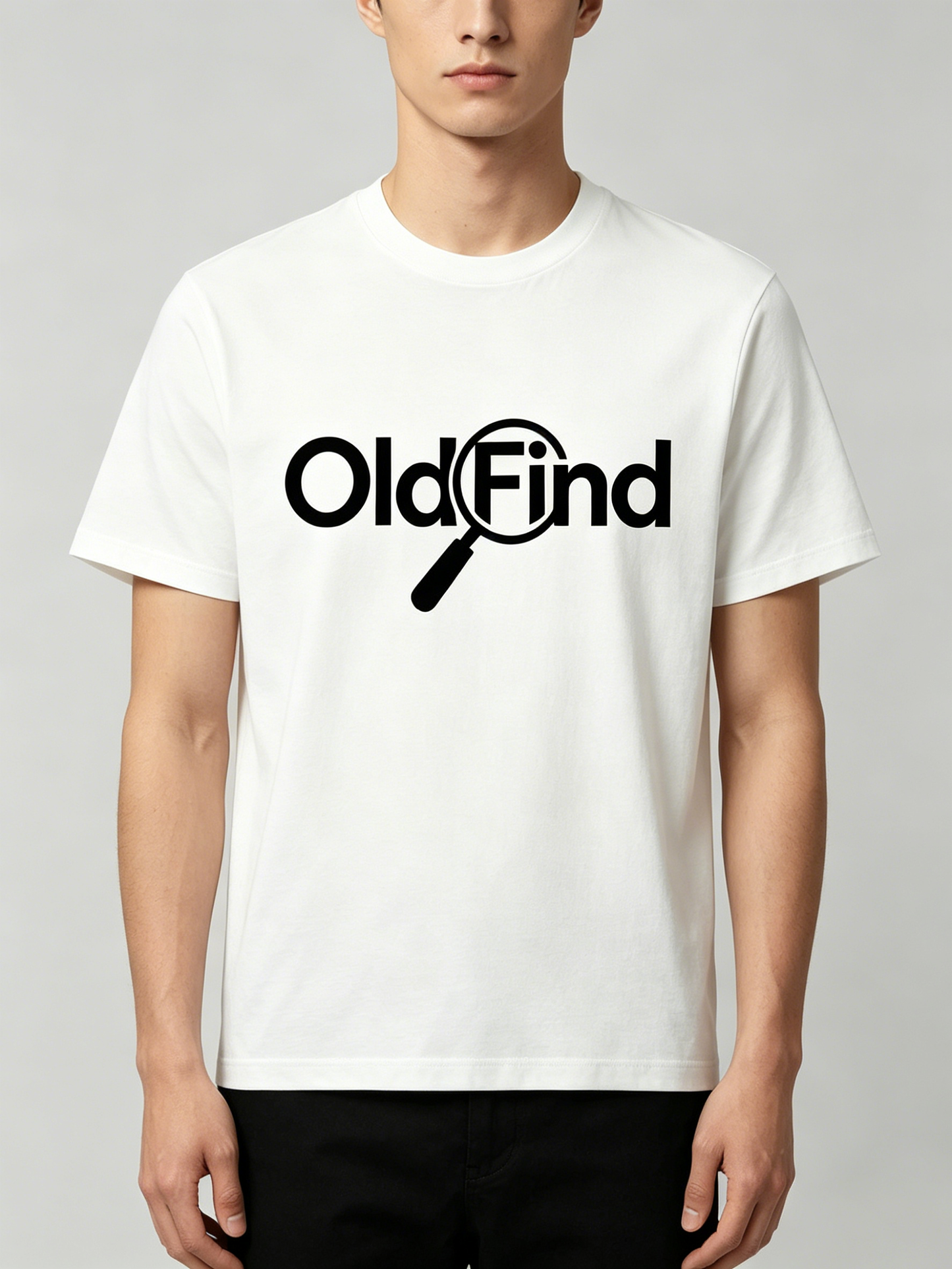 OldFind Men's Classic Crew Neck Short Sleeve T-Shirt, Casual Cotton Graphic Tee, White Basic Everyday Wear Top
