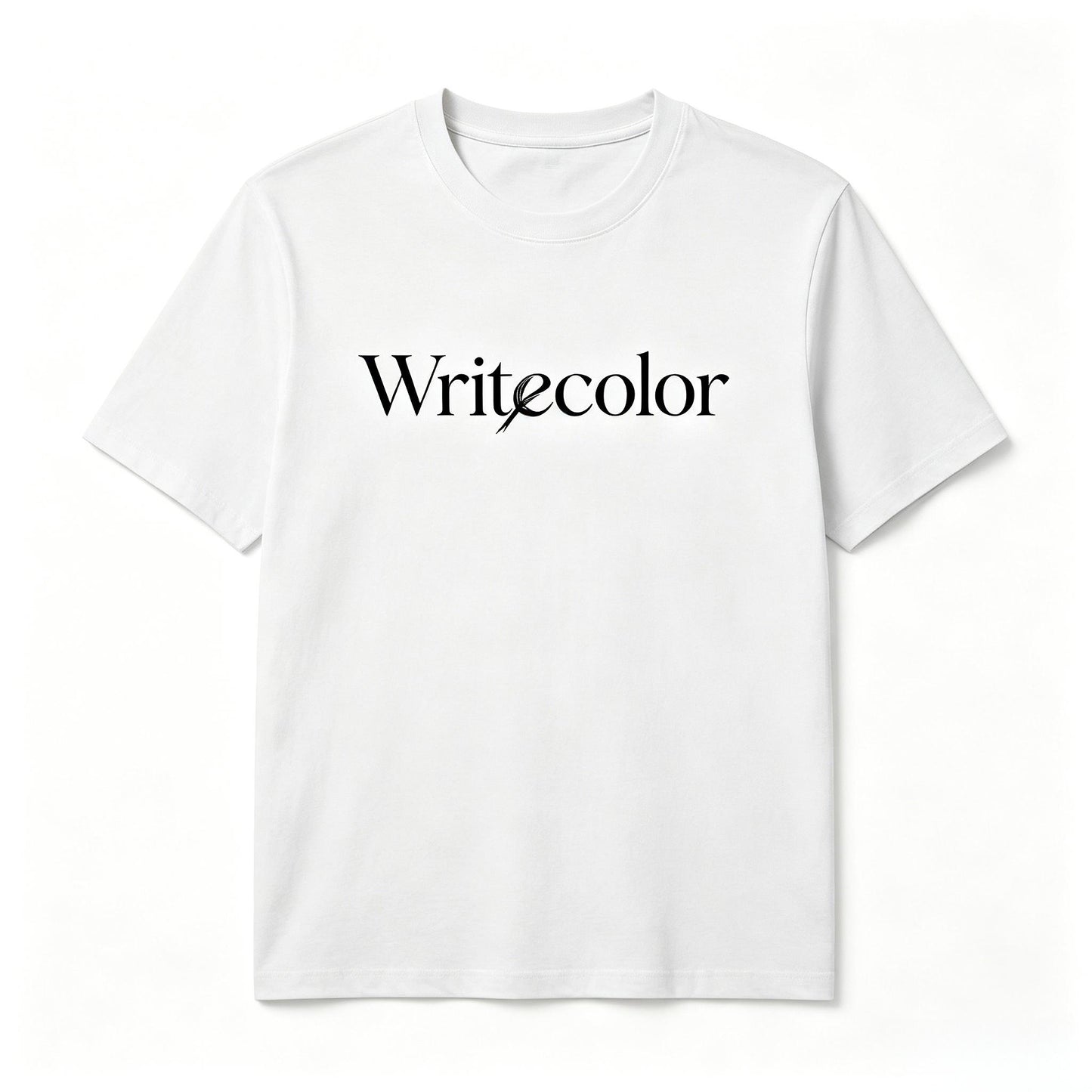 Writecolor Men's Classic Crew Neck Cotton Graphic T-Shirt, Minimal Elegant Letter Short Sleeve Tee, Soft Breathable White Basic Casual Top