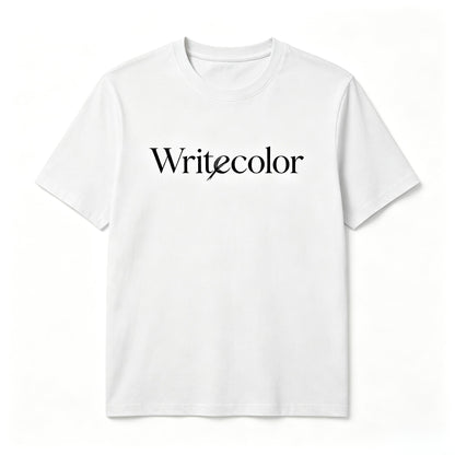 Writecolor Men's Classic Crew Neck Cotton Graphic T-Shirt, Minimal Elegant Letter Short Sleeve Tee, Soft Breathable White Basic Casual Top