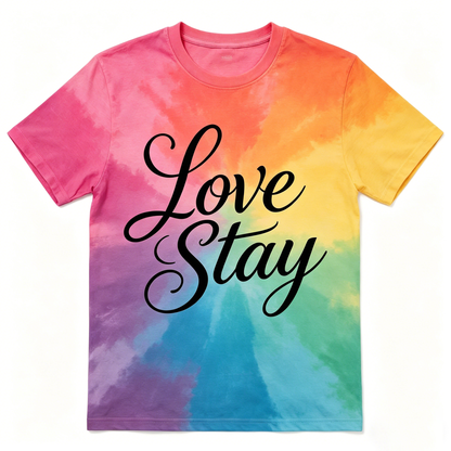【Love Stay Tie-Dye T-Shirt】—— Where Comfort Meets Colorful Positivity