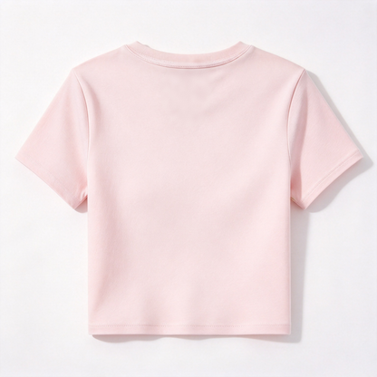 RaniGirl Women's Crew Neck Short Sleeve T-Shirt, Slim Fit Cropped Casual Tee, Soft Stretchy Basic T-Shirts for Women Daily Outfits