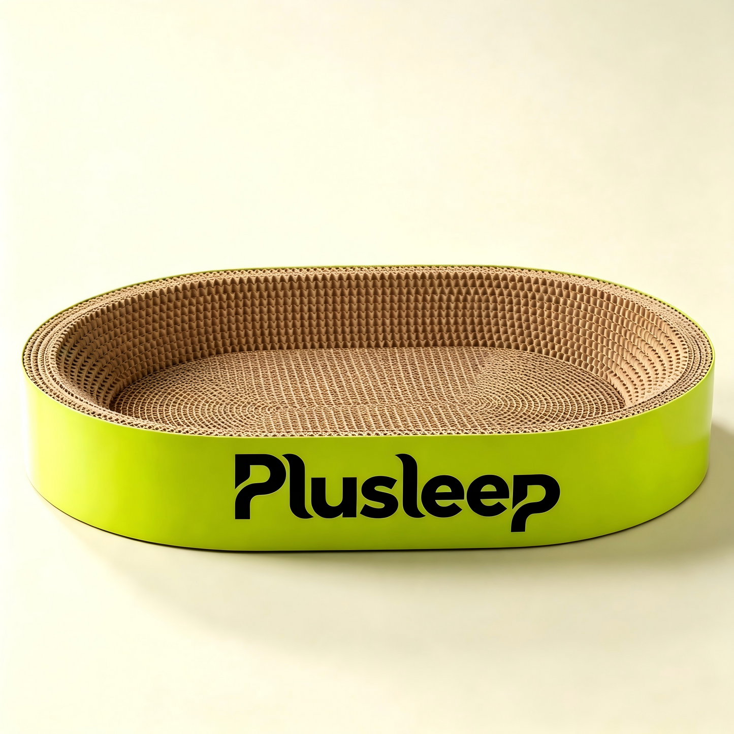 Plusleep Oval Cat Scratcher Bed, Corrugated Cardboard Cat Scratching Pad, Durable Cat Scratcher Lounge, Recyclable Kitty Scratch Bed for Indoor Cats, Protect Furniture