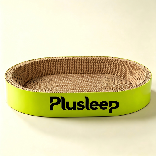 Plusleep Oval Cat Scratcher Bed, Corrugated Cardboard Cat Scratching Pad, Durable Cat Scratcher Lounge, Recyclable Kitty Scratch Bed for Indoor Cats, Protect Furniture