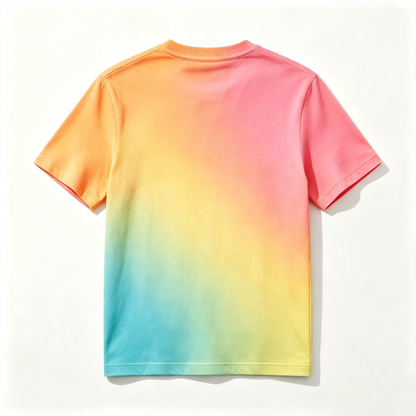 Goodfree Gradient Rainbow Crew‑Neck Short Sleeve T‑Shirt, Vibrant Ombre Casual Cotton Tee Unisex Summer Tops for Men Women