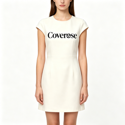 Coverose Cap Sleeve Mini Dress, Slim Fit Elegant Round Neck Short Dress for Office Business Casual Daily
