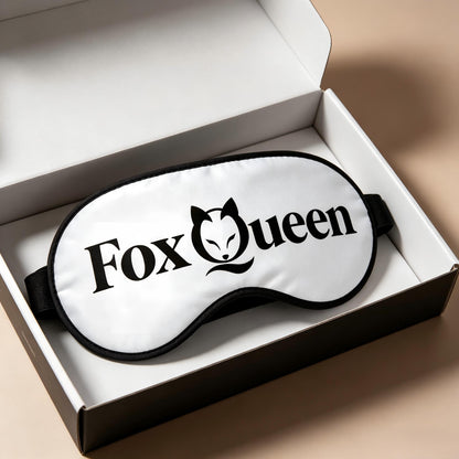 FoxQueen Silk Sleep Blindfolds Worn Over The Eyes, Adjustable Soft Light Blocking Eye Mask, Comfortable Printed Eye Cover for Travel Nap Night Sleeping with Gift Box