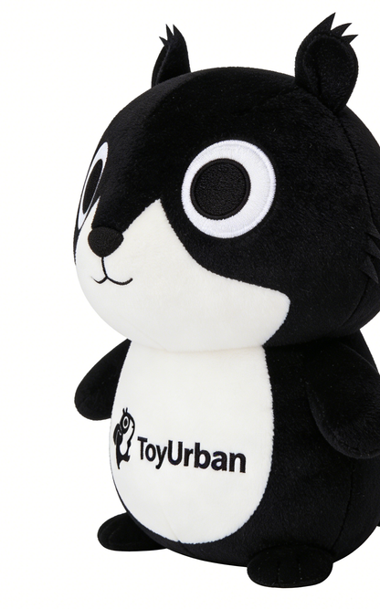 ToyUrban Cute Black & White Squirrel Plush Toy, Soft Stuffed Animal for Kids, Cuddly Plushie Pillow for Nursery, Birthday Gift for Boys & Girls, Collectible Plush for All Ages