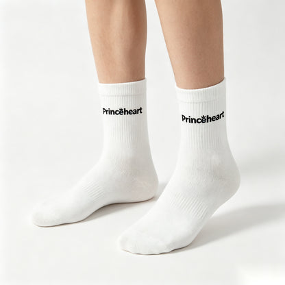 Princeheart Men’s White Crew Socks 4 Pairs Pack, Soft Breathable Ribbed Mid Calf Socks, Casual Daily Non-Slip Comfort Cotton Socks for Sports Work Walking