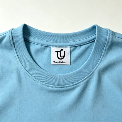 TreeUrban Solid Sky‑Blue Crew Neck Short Sleeve T‑Shirt, Premium Soft Cotton Plain Basic Tee, Casual‑Fit Everyday Summer Tops