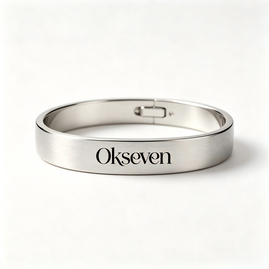 Okseven Minimalist Silver Bangle Bracelet for Women, Adjustable Open Cuff Stainless Steel Bracelet, Hypoallergenic Daily Wear Jewelry Gift for Her