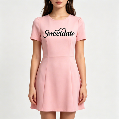 【Sweetdate Short-Sleeve A-Line Dress】—— Sweet Elegance for Every Occasion